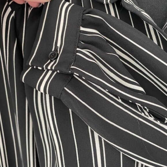 H&M Classic Black White Striped Button Down Shirt Blouse Sz 4 - Picture 10 of 12